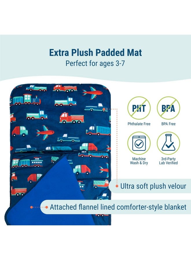 Wildkin Kids Plush Nap Mat - Soft, Cozy, Convenient for Daycare & Preschool - Transportation - Image 3