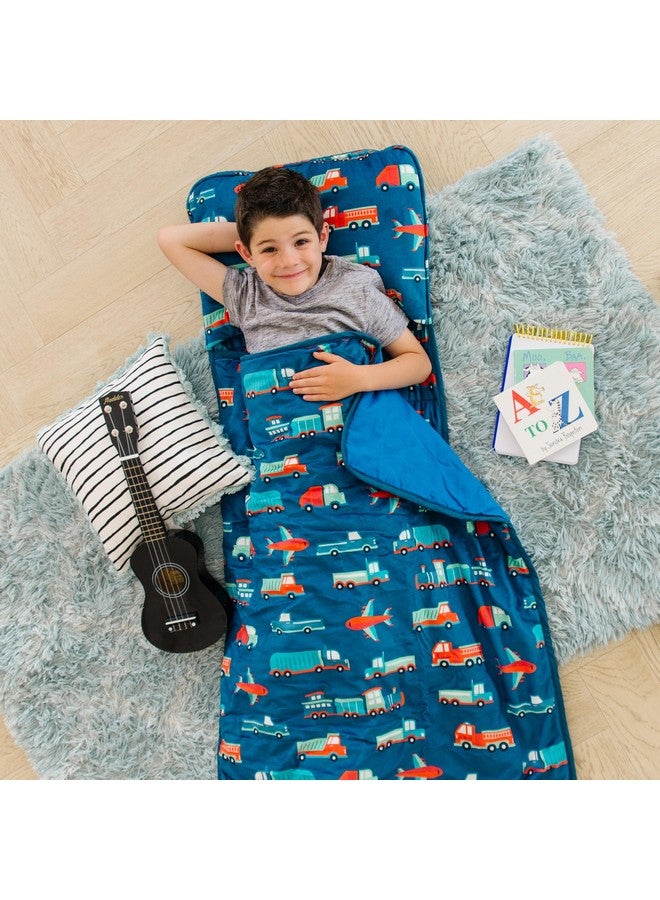 Wildkin Kids Plush Nap Mat - Soft, Cozy, Convenient for Daycare & Preschool - Transportation - Image 2