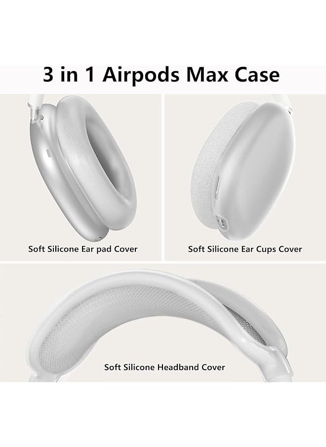 erorex - Case Cover For Airpods Max Headphones Clear Silicone Ear Pad Case Cover Ear Cups Cover Headband Cover For Airpods Max Accessories Soft Silicone Skin Protector For Airpods Max Clear - Image 1
