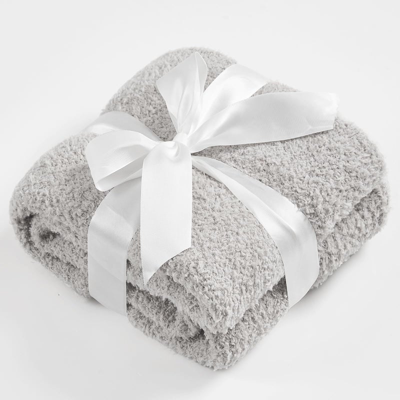 CYMULA Kids Throw for Boys and Girls 30 x 40 inches Soft Cozy Cute Swaddle Fleece Throw Light Grey