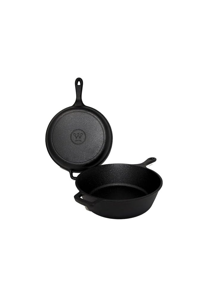 Westinghouse USA 3-Quart Pre-Seasoned Cast Iron Dutch Oven with 10.25-Inch Skillet Lid – Versatile 2-in-1 Cookware for Indoor & Outdoor Use - Image 1