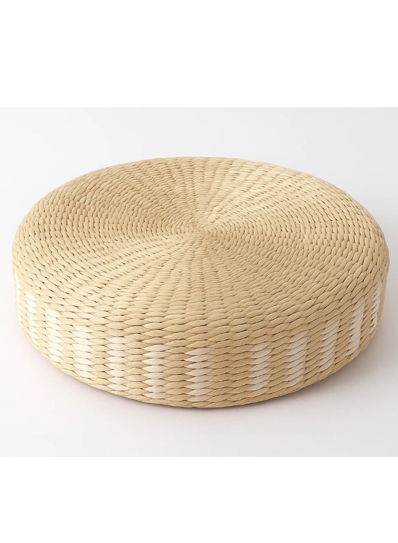 STRBOXONG Japanese Tatami Floor Pillow Woven Straw Seat Cushion Pad Handmade Round Tatami Yoga Floor Seat Pad Breathable Cushion for Garden Dining Room Decoration - Image 3