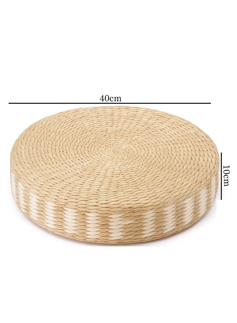 STRBOXONG Japanese Tatami Floor Pillow Woven Straw Seat Cushion Pad Handmade Round Tatami Yoga Floor Seat Pad Breathable Cushion for Garden Dining Room Decoration - Image 5