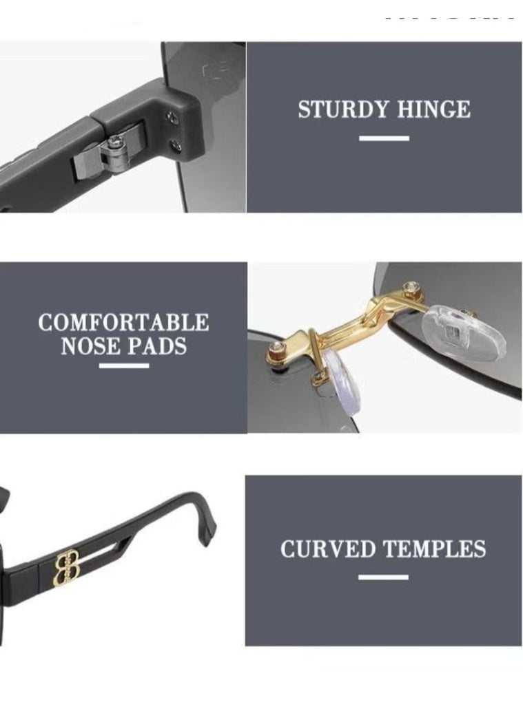 Square Sunglasses, UV400 Protection Sun Glasses with Fashion Temples, Elegant Sun Shades for High end trendy sunglasses, UV resistant sunglasses,unisex with Glasses Case, Outdoor activities, tourism, and cycling are available. - Image 3