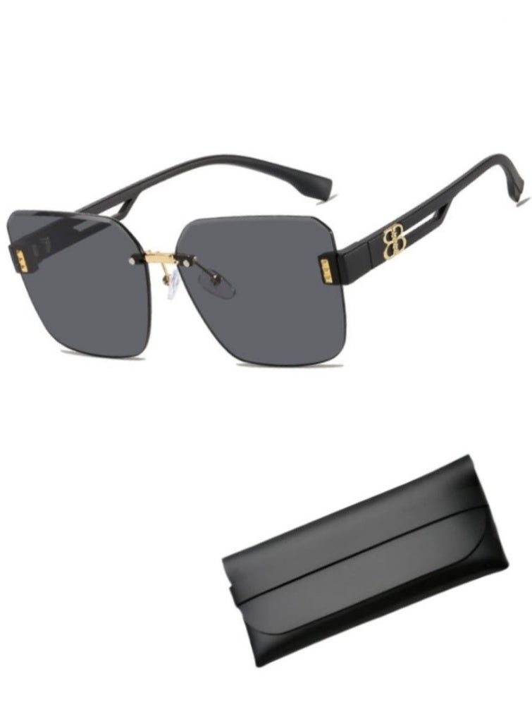 Square Sunglasses, UV400 Protection Sun Glasses with Fashion Temples, Elegant Sun Shades for High end trendy sunglasses, UV resistant sunglasses,unisex with Glasses Case, Outdoor activities, tourism, and cycling are available. - Image 1
