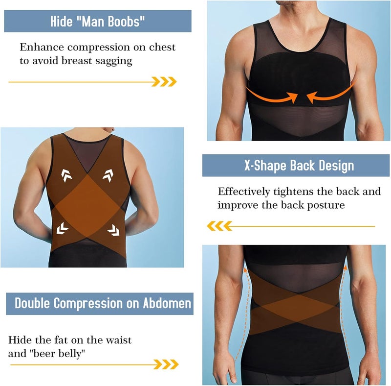 TAILONG Men's Compression Shirt for Body Shaper Slimming Vest Tight Tummy Underwear Tank Top - Image 3