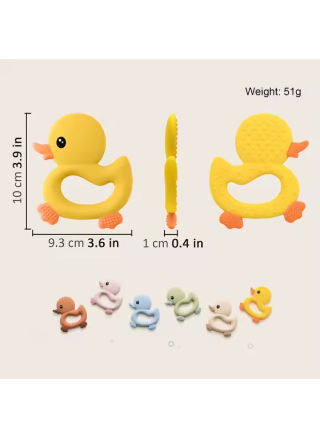 null - لعبة عضاضة ناعمة من السيليكون على شكل بطة للأطفال - 9.6X8X1.5 سم - لون زهري - Image 1
