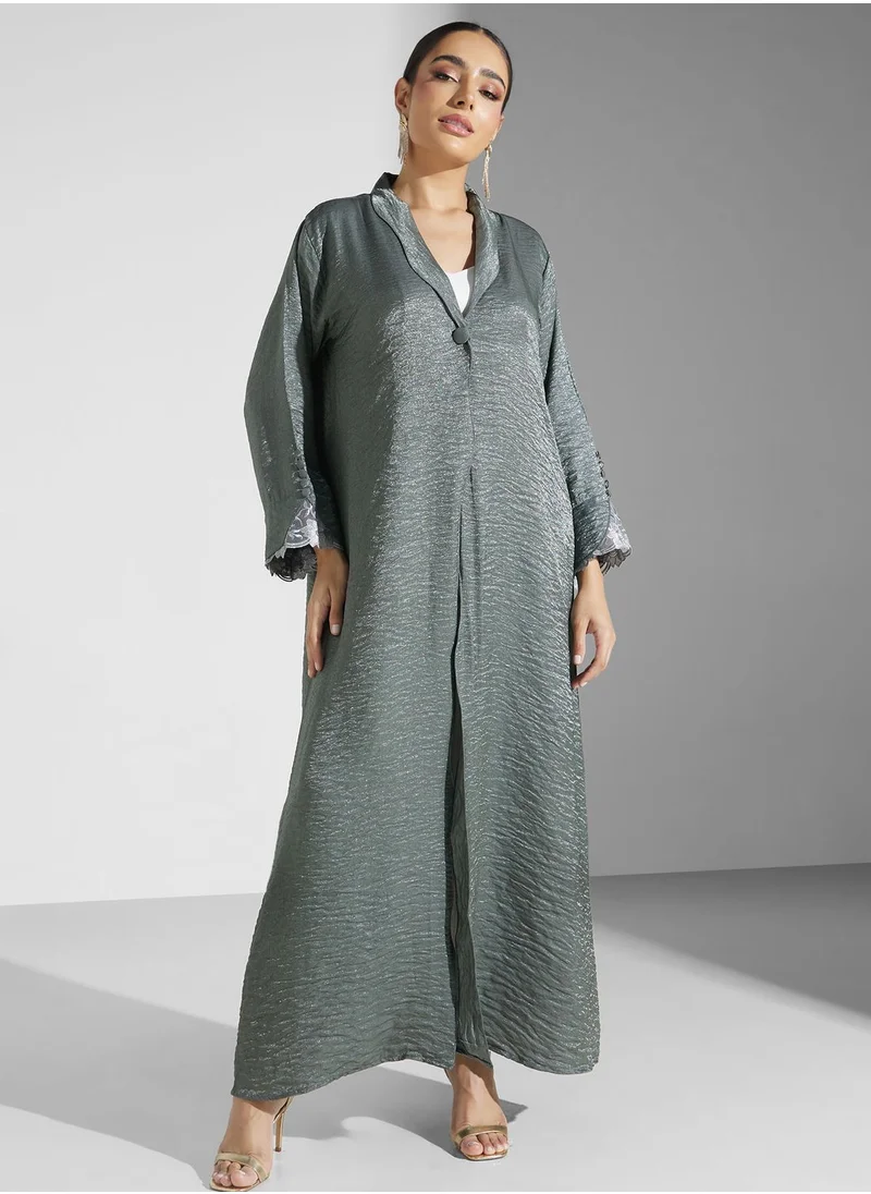 Khizana Abaya With Lace Insert Sleeve