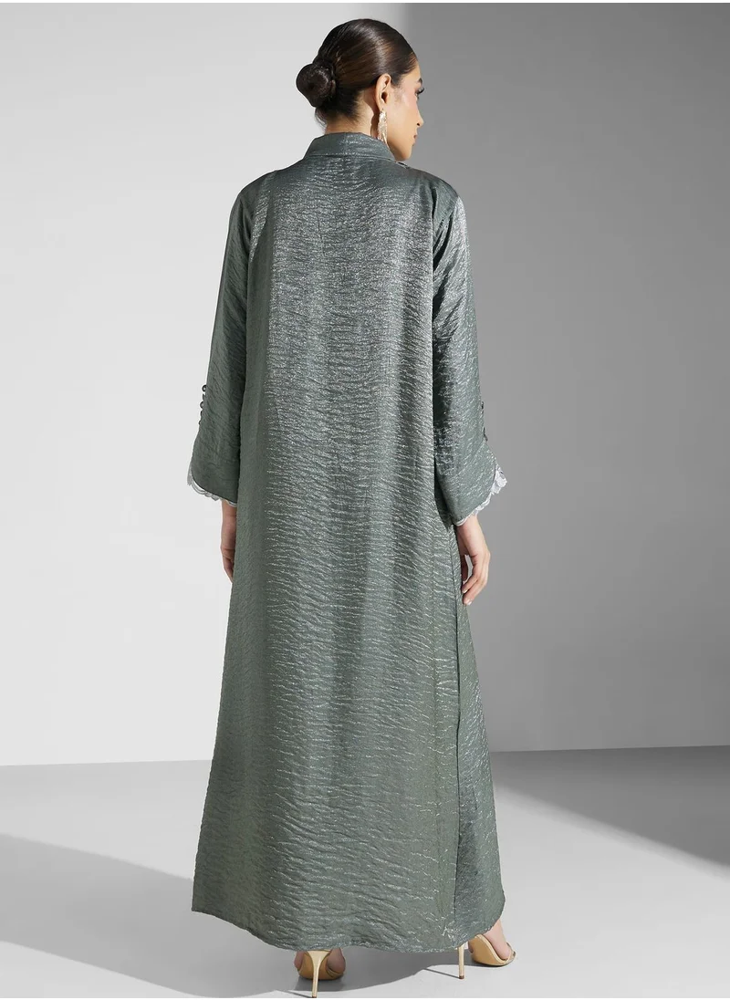 خزانة Abaya With Lace Insert Sleeve