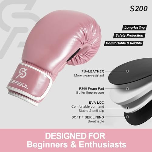 SAEEPABUL S200 Boxing Gloves for Men and Women Suitable for Boxing Kickboxing Mixed Martial Arts Maui Thai MMA Heavy Bag Fighting Training Pink 14oz - Image 3