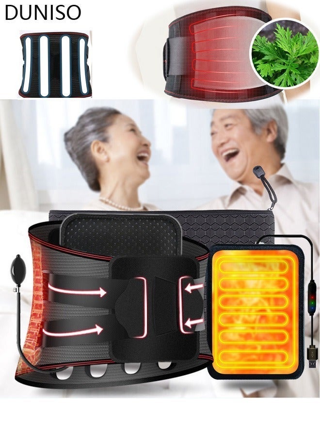 DUNISO Self-Heating Back Brace for Lower Back Pain Relief, Ergonomic Lumbar Traction Back Support Belt with Heating Pad Magnetic Waist Strap for Men and Women, Portable Adjustable Back Brace Support Belt for Work,Heavy Lifting,Herniated Disc,Sciatica - Image 1