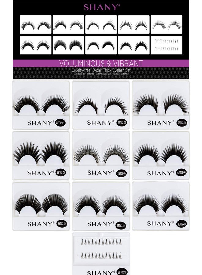 SHANY Eyelash extend - set of 10 assorted reusable eyelashes - Thick and Dramatic - Image 1