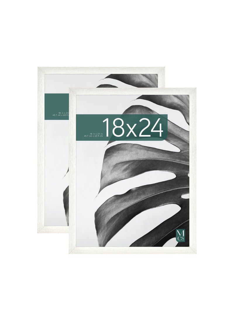 MCS MCS Studio Gallery 18x24 Poster Frame White Woodgrain Vertical  Horizontal Wall Hanging Large Picture Frame for Photos Posters  Art Prints 2Pack 