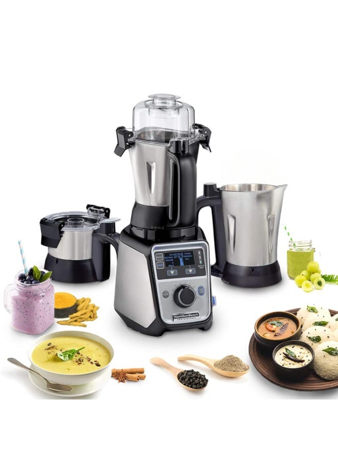 Hamilton  Professional Juicer Mixer Grinder 58770-IN, 1400 Watt Rated Motor, Triple Overload Protection, 3 Stainless Steel Leakproof Jars, Triple Safety Protection, Intelligent Controls, Black