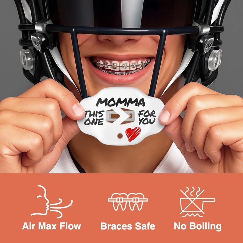 SLEEFS Football Mouth Guard - Lip/Mouthguard with Helmet Strap - Lip/Teeth Protector Mouthpiece - No Boil - for Youth/Adults, Maximum Air Flow, for All Sports - Momma This One for You - Image 2