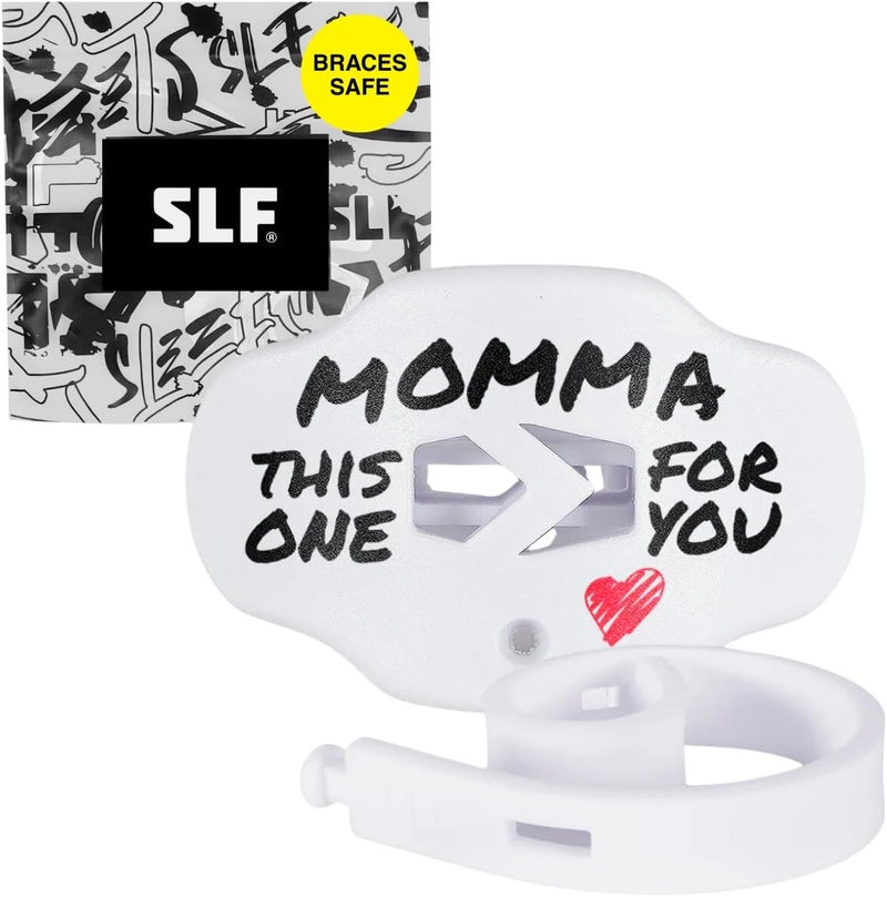SLEEFS Football Mouth Guard - Lip/Mouthguard with Helmet Strap - Lip/Teeth Protector Mouthpiece - No Boil - for Youth/Adults, Maximum Air Flow, for All Sports - Momma This One for You - Image 1