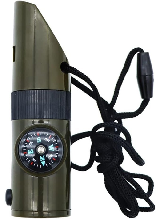Generic Seven-in-one survival whistle Outdoor Survival Whistle, Safety Whistle high Decibel, This Whistle Contains a Compass, Survival Reflector, LED Flashlight Light with Lanyard, The Perfect Must-Have for Outdoor Camping Adventures.  - Image 1
