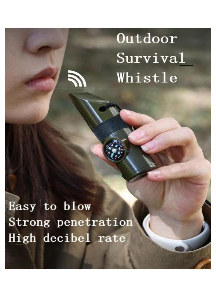 Generic Seven-in-one survival whistle Outdoor Survival Whistle, Safety Whistle high Decibel, This Whistle Contains a Compass, Survival Reflector, LED Flashlight Light with Lanyard, The Perfect Must-Have for Outdoor Camping Adventures.  - Image 2