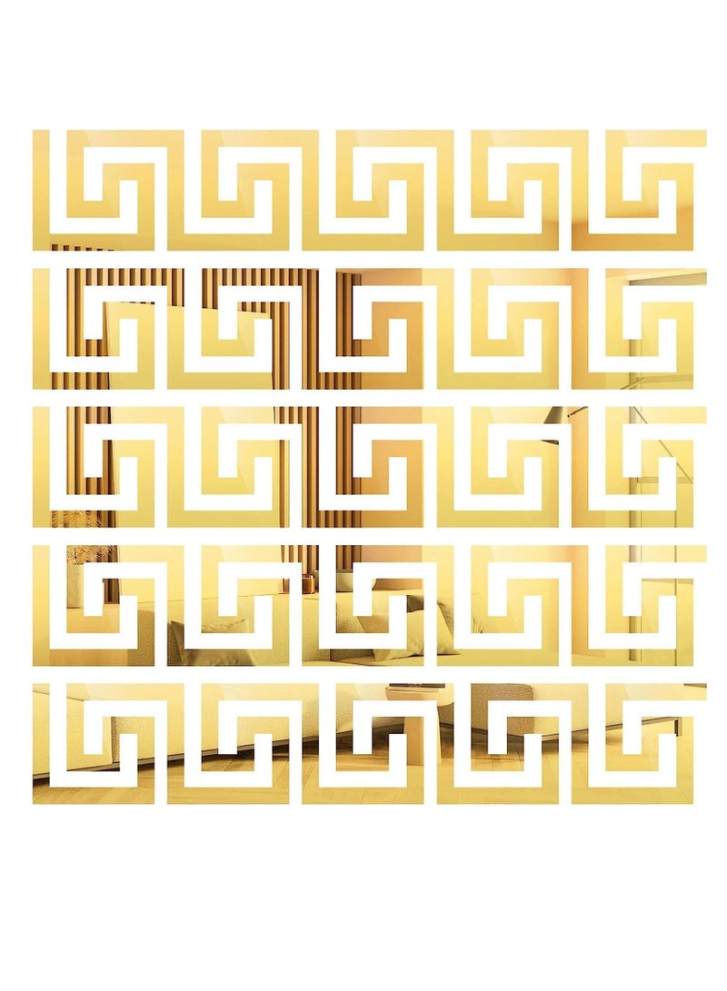 Excefore Acrylic Mirror Wall Stickers, 30Pcs Art Wall Sticker, Mirror Decals Peel and Stick Mirror Tiles Border DIY Adhesive Wall Decor Stickers for Living Room Home Background Decor, Room Decoration (Gold) - Image 1