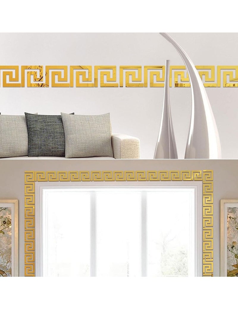 Excefore Acrylic Mirror Wall Stickers, 30Pcs Art Wall Sticker, Mirror Decals Peel and Stick Mirror Tiles Border DIY Adhesive Wall Decor Stickers for Living Room Home Background Decor, Room Decoration (Gold) - Image 2