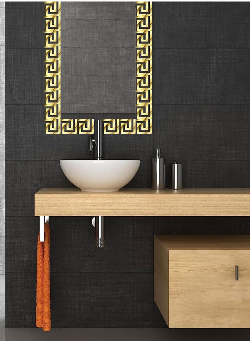 Excefore Acrylic Mirror Wall Stickers, 30Pcs Art Wall Sticker, Mirror Decals Peel and Stick Mirror Tiles Border DIY Adhesive Wall Decor Stickers for Living Room Home Background Decor, Room Decoration (Gold) - Image 4