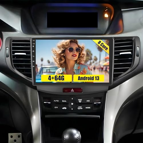 Roinvou 8 Cores 4+64G Android Car Radio for Acura TSX 2009-2014/Honda Accord 2008-2012, 9" Touch Screen Carplay Android Auto with 32EQ Bluetooth WiFi GPS Navigation Mirror Link Backup Camera - Image 1