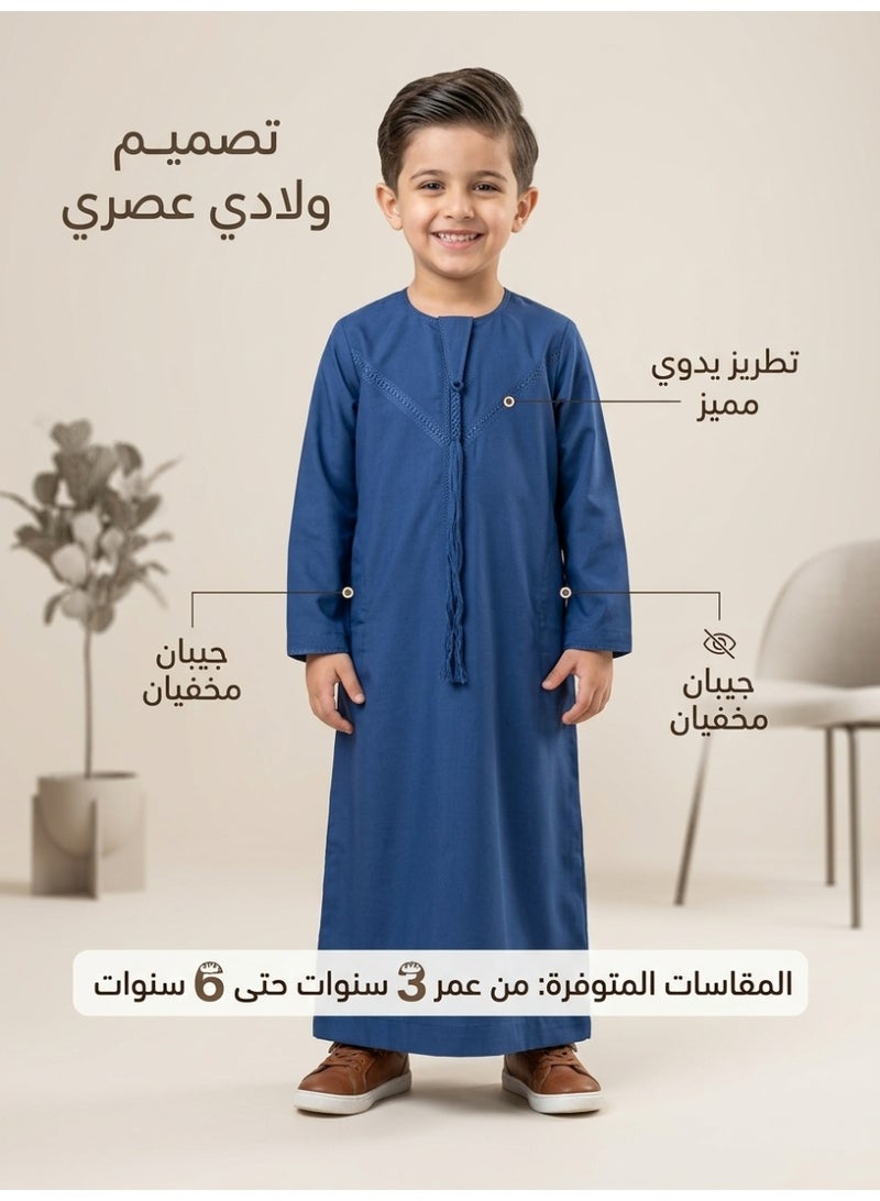 Children's nightgown, Omani and newborn thobe, seven-piece thobe, Emirati boy's thobe, children's nightgown, newborn nightgown, short-sleeved thobe, half-sleeved nightgown, sleep shirt, short-sleeved Saudi nightgown, loose-fitting nightgown, house shirt, newborn gifts, baby gifts, infant gifts, baby gifts, boy's gifts, children's clothes, gift for boys - Image 2