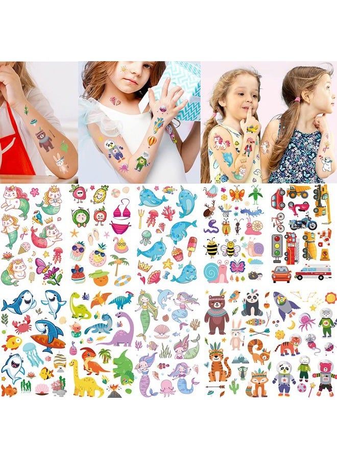 Felico Temporary Tattoo for Kids, Waterproof Body Art Stickers, 120pcs Fake Tattoos Pattern, Mixed Style Cute Cartoon Tattoo Decorations, Birthday Party Favor Supplies for Boys Girls Children Toddler Teens - Image 1