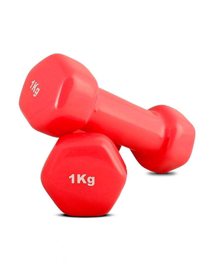 H PRO Dumbbell Weights| Unisex Adult Vinyl Coated Weights for Exercise & Fitness | Dumbbells Comes in 1kg Pair - Image 2