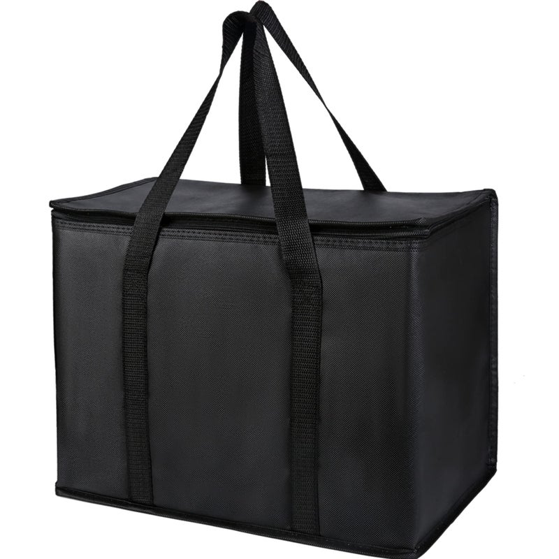 musbus 2 pack Additional Bottom Plate Black Insulated Grocery shopping bag , Delivery,pizza,reusable bags, Sturdy zipper,Collapsible,tote,cooler,thermal,Beach,waterproof heavy duty - Image 1