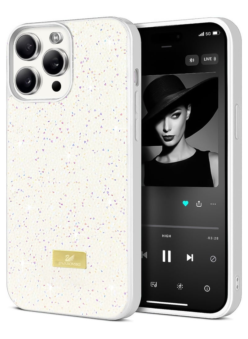 Glitter Back Case For Iphone 13/14 Luxury Bling Glitter Design Back Cover for Girls Women Bumper Anti-Scratch Bumper Slim Shell Phone Case (White)