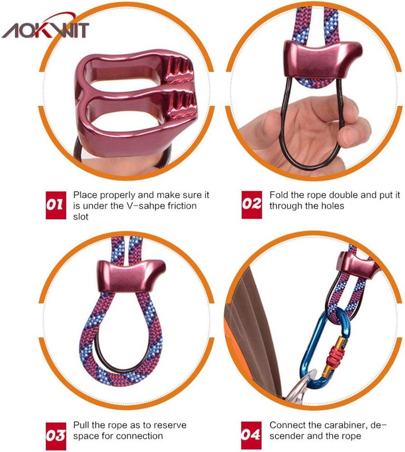 AOKWIT Professional 25KN Rappel ATC Belay Device Aluminum V-grooved Rock Climbing Belay Device Rappelling Descender Safety Equipment - Image 5