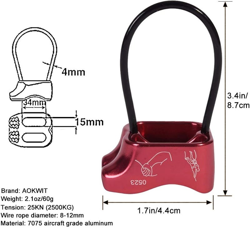 AOKWIT Professional 25KN Rappel ATC Belay Device Aluminum V-grooved Rock Climbing Belay Device Rappelling Descender Safety Equipment - Image 4