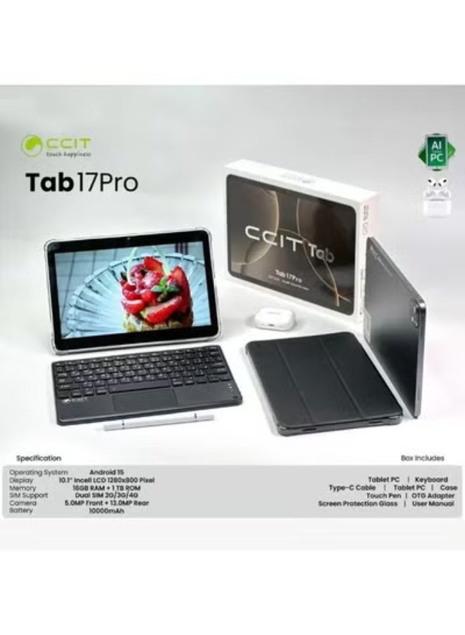CCIT Tab 17 Pro 10.1" Android Tablet | 8GB RAM + 256GB ROM | Dual SIM 4G + WiFi | Touch Pen, Bluetooth Headset, Keyboard & Case Included | 6000mAh Battery | HD IPS Display - Image 4