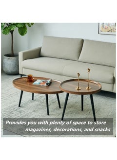 HXDream Coffee Table Set 2 Piece, Sofa Coffee Table, Stackable Side Table, Metal Frame Wood Top Home Furniture, Small Space Side Table, Wooden Center Table for Bedroom Office Apartment  - Image 4