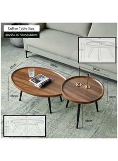 HXDream Coffee Table Set 2 Piece, Sofa Coffee Table, Stackable Side Table, Metal Frame Wood Top Home Furniture, Small Space Side Table, Wooden Center Table for Bedroom Office Apartment  - Image 5