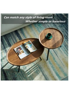 HXDream Coffee Table Set 2 Piece, Sofa Coffee Table, Stackable Side Table, Metal Frame Wood Top Home Furniture, Small Space Side Table, Wooden Center Table for Bedroom Office Apartment  - Image 3