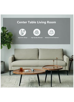 HXDream Coffee Table Set 2 Piece, Sofa Coffee Table, Stackable Side Table, Metal Frame Wood Top Home Furniture, Small Space Side Table, Wooden Center Table for Bedroom Office Apartment  - Image 2