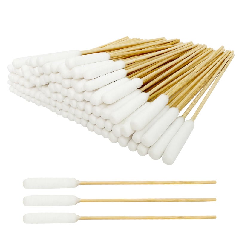 Egaageoi 100 Pcs 6-Inch Long Cotton Swabs with Sturdy Bamboo Handle - Extended Reach Applicators for Dog Ear Cleaning & Pet Care - Single Tip Swabs for Gun Cleaning, Electronics Detailing & Wound Care - Image 1