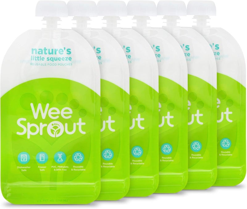 WeeSprout Reusable Food Pouches - 5 Fl Oz (Pack of 6) - Image 1