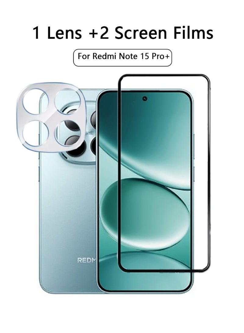 QIRG حماية شاشة 2 في 1 لهاتف Redmi Note 15Pro+ 5G مع واقي عدسة الكاميرا، تغطية كاملة ثلاثية الأبعاد HD واضحة مقاومة للخدوش، خالية من الفقاعات لواقي شاشة Xiaomi Redmi Note 15 Pro Plus 5G - Image 1