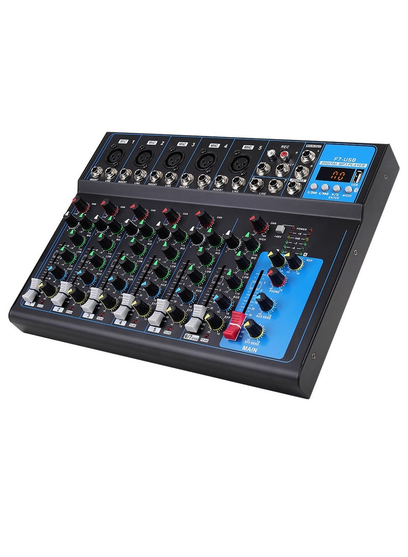 7-channel Professional Mixer Portable Mixing Console Computer Input 48v Power Supply F7 Record PC Audio Mixer - Image 2