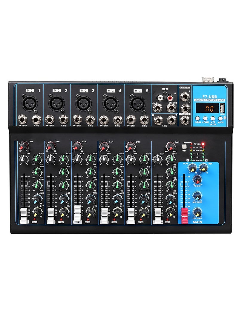 7-channel Professional Mixer Portable Mixing Console Computer Input 48v Power Supply F7 Record PC Audio Mixer - Image 3