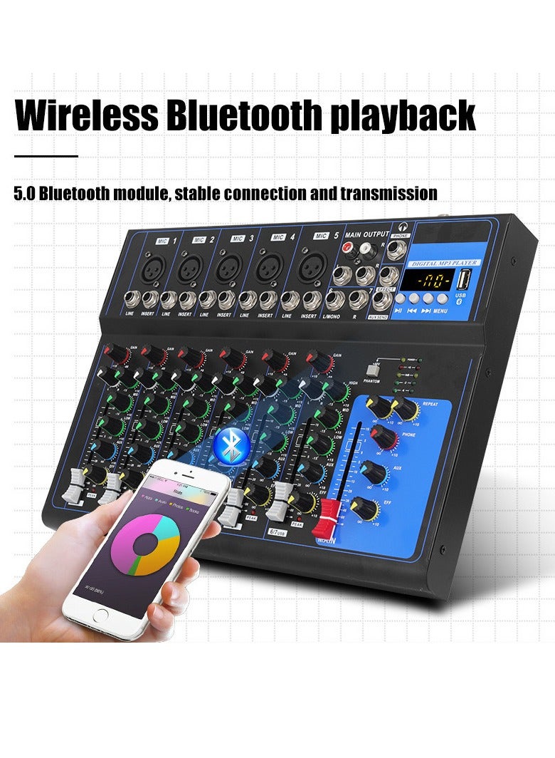 7-channel Professional Mixer Portable Mixing Console Computer Input 48v Power Supply F7 Record PC Audio Mixer - Image 4