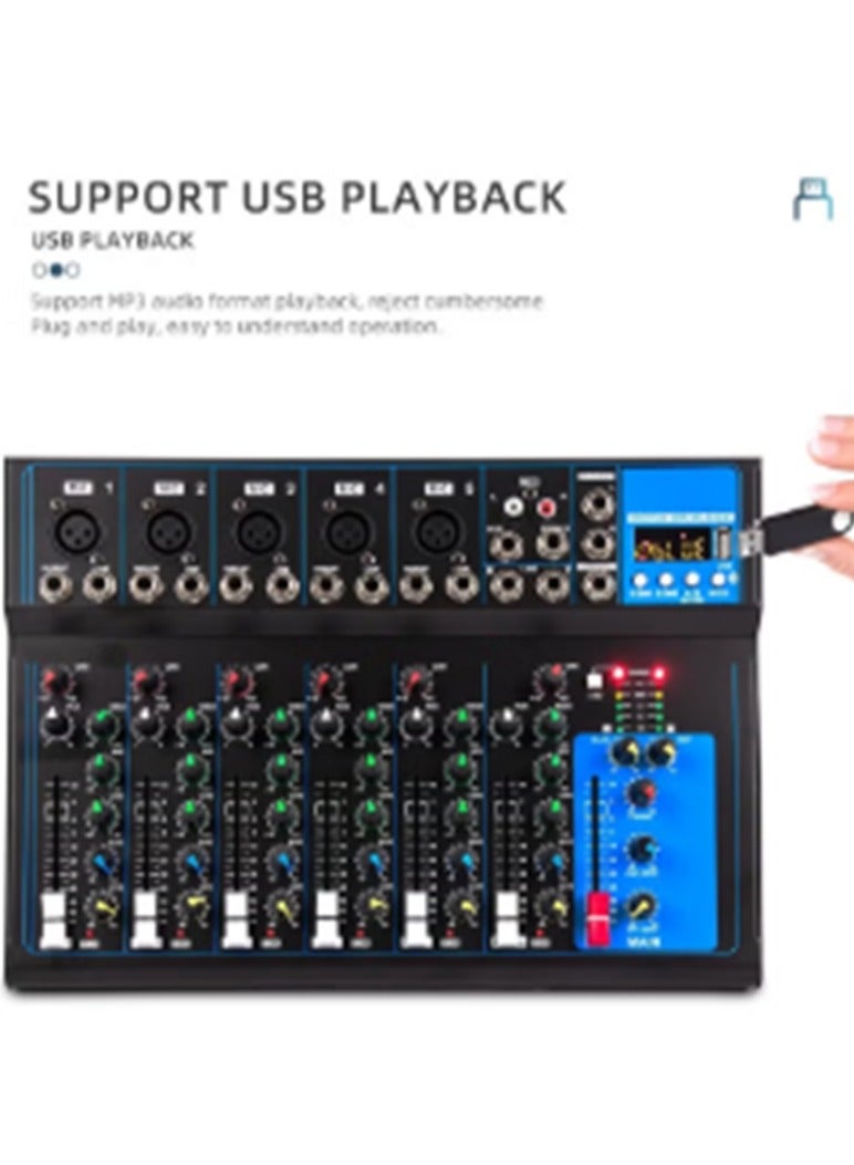 7-channel Professional Mixer Portable Mixing Console Computer Input 48v Power Supply F7 Record PC Audio Mixer - Image 5