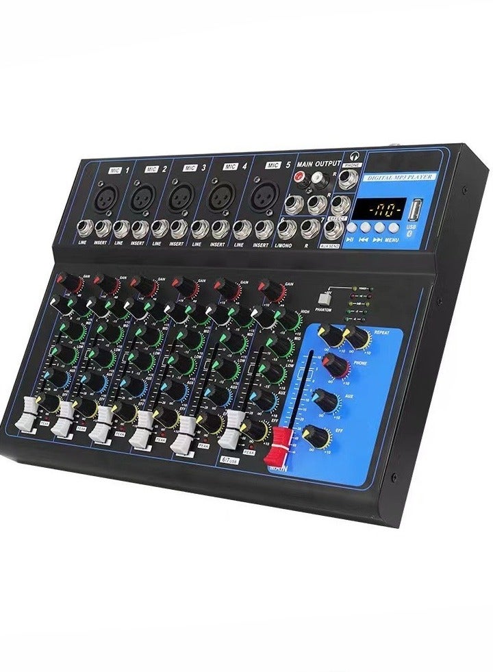 7-channel Professional Mixer Portable Mixing Console Computer Input 48v Power Supply F7 Record PC Audio Mixer - Image 1