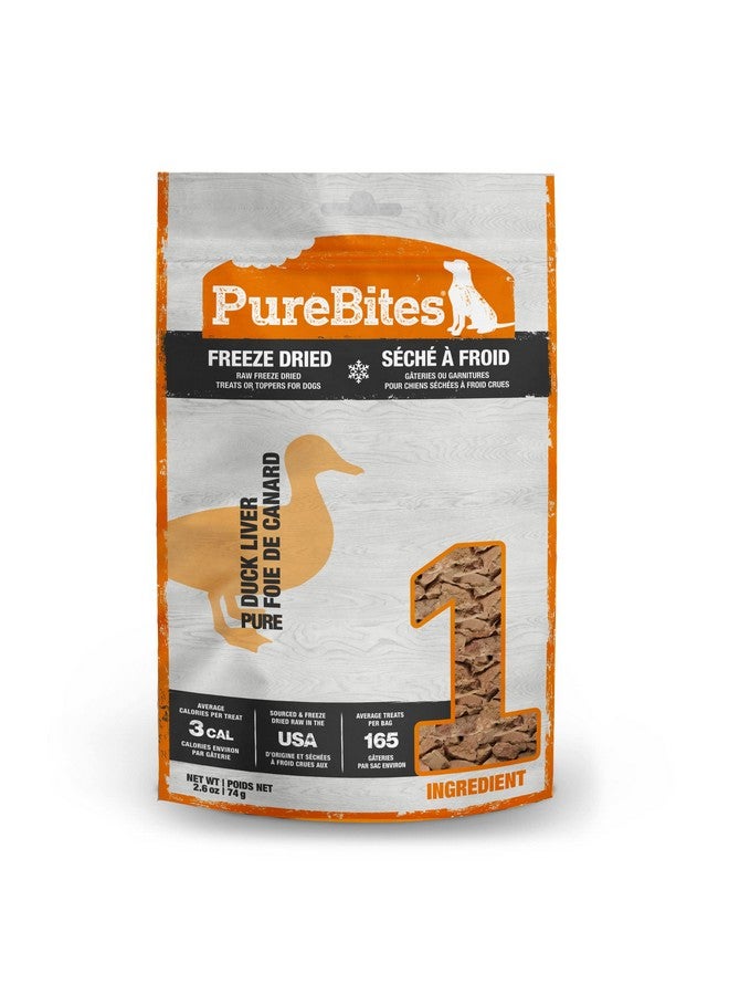 بيور بيتيس مكافآت الكلاب المجففة بالتجميد بنكهة البط من PureBites، مكون واحد، صُنع في الولايات المتحدة الأمريكية، 2.61 أونصة - Image 1