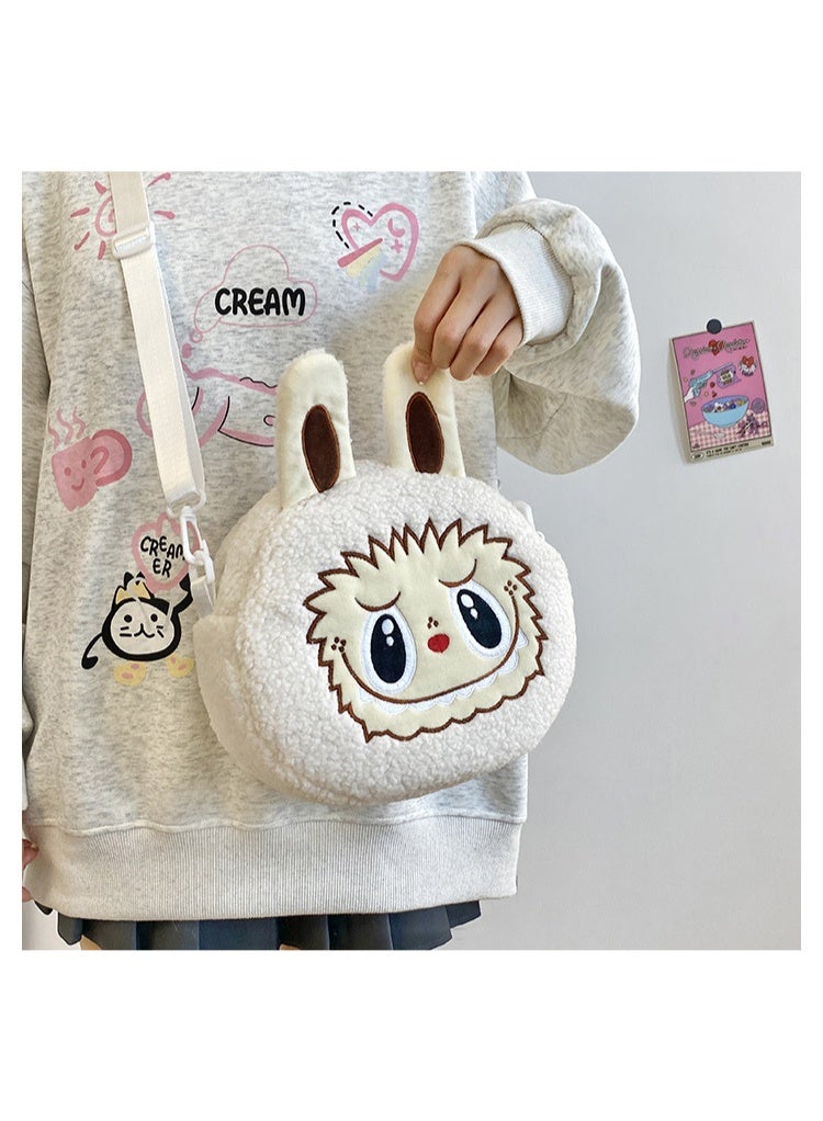 New white  doll messenger bag handbag plush bag children's decorative bag - Image 3