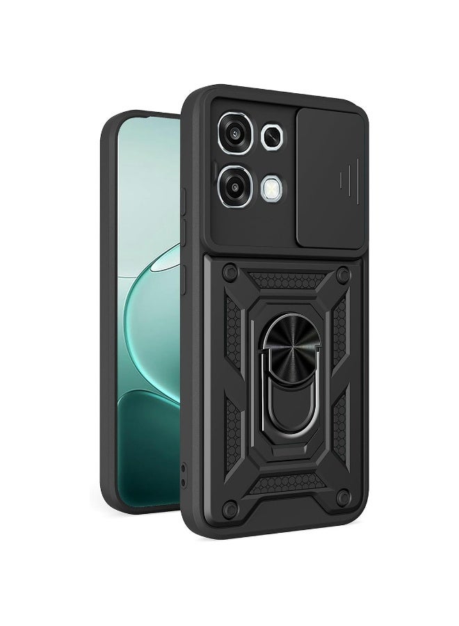 ثلاثة نمور لـ OPPO A6 Pro 5G غطاء الحالة, غطاء عدسة الكاميرا الشريحة, حامل الحلقة المغناطيسية مقعد حالة الهاتف الوقائي لـ OPPO A6 Pro 5G, أسود - Image 1