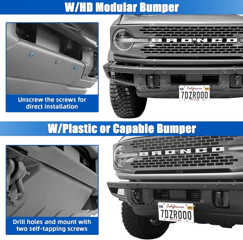 LINKCRO Front License Plate Frame for Ford Bronco - Aluminum Alloy Mounting Bracket for 2021-2022 Models - Image 4